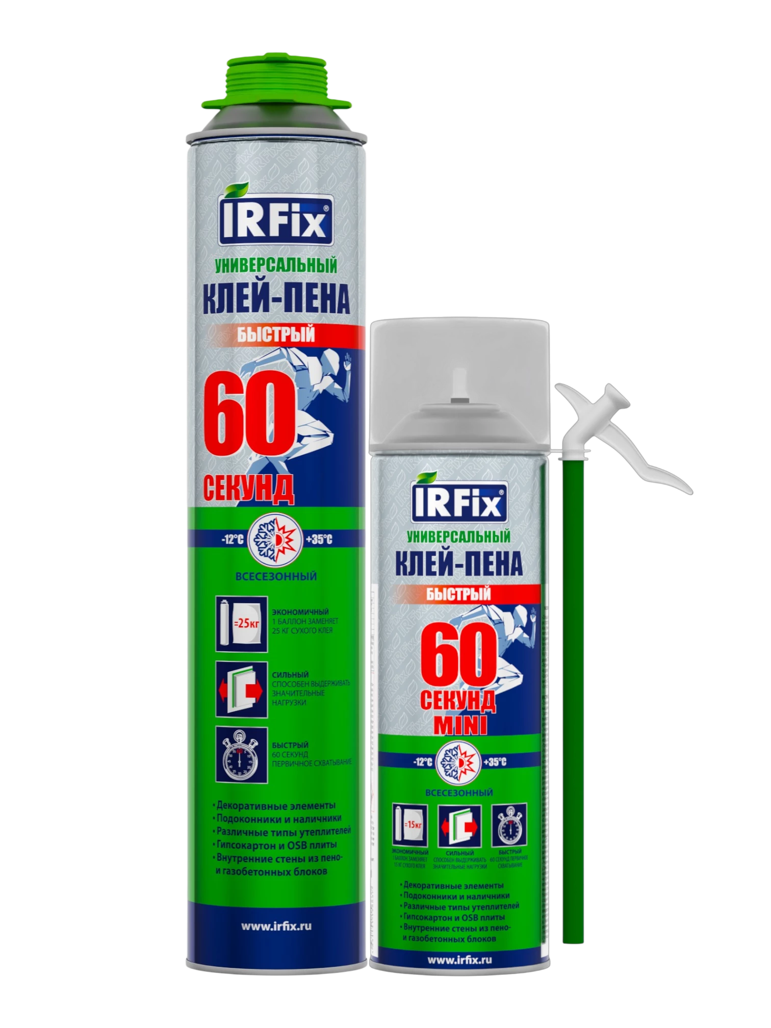 IRFix 60 секунд Клей-пена полиуретановый универсальный 800мл