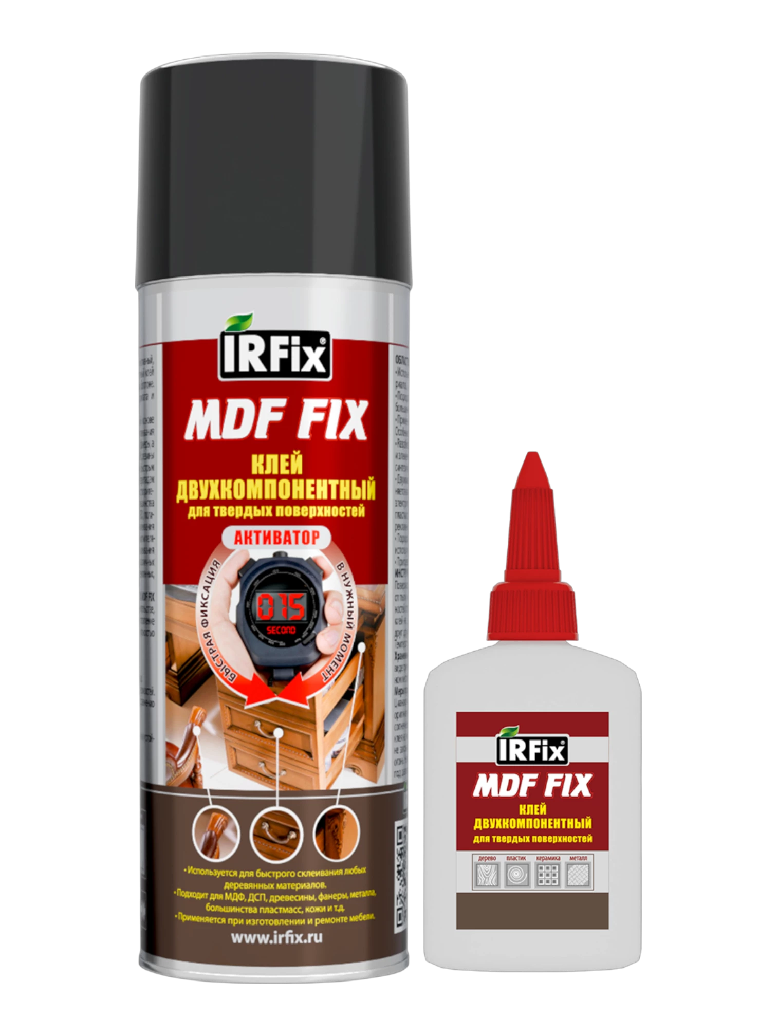 IRFix MDF Fix Клей цианакрилатный двухкомпонентный для твёрдых поверхностей 200мл/50г